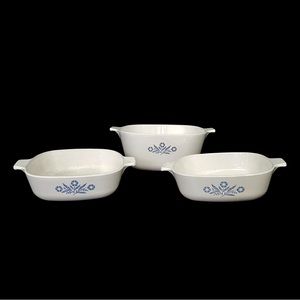 Vintage Corning Ware Blue Cornflower Casserole Dishes - Lot of Three (1Q & 2.5Q)